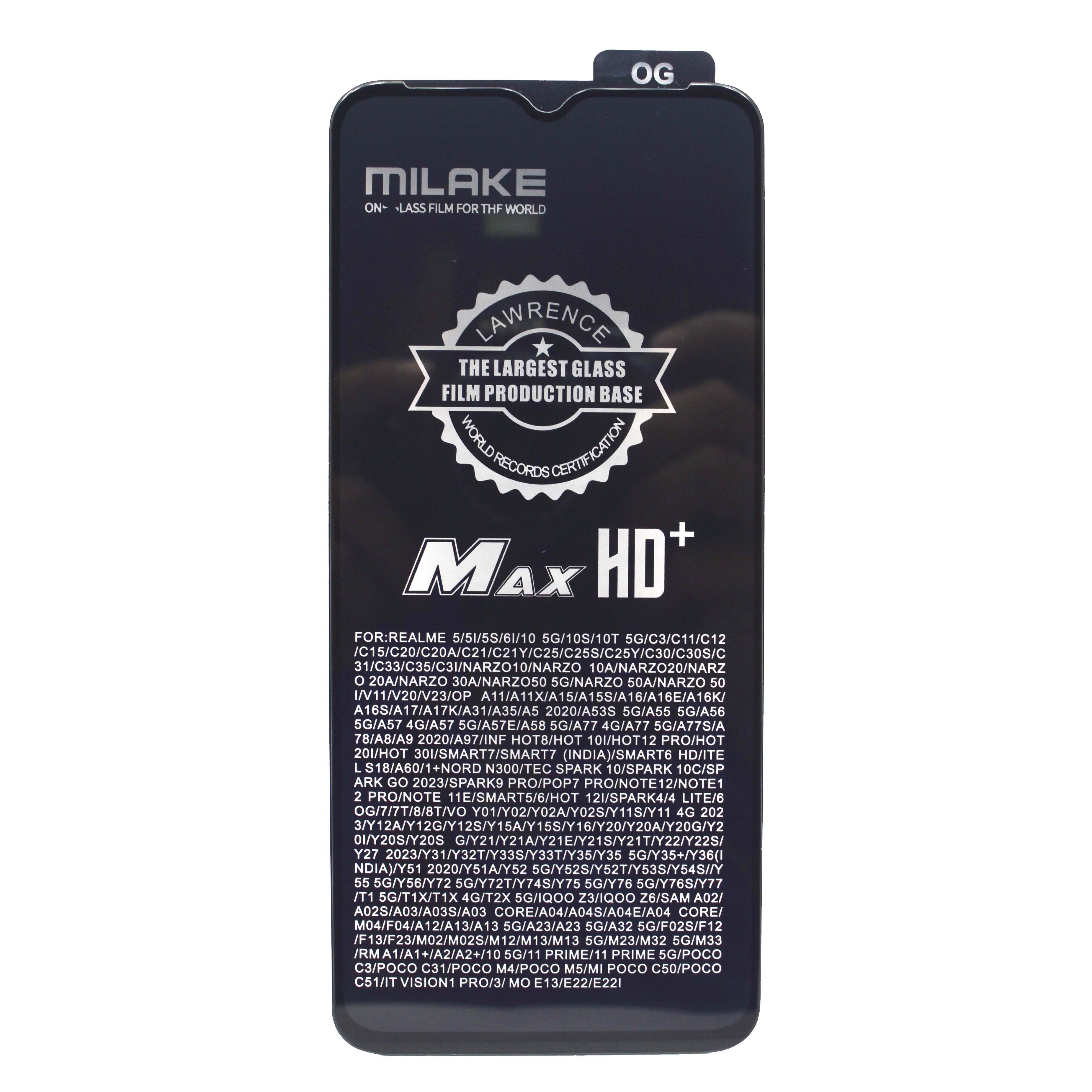 Milake 9H Super Hardness Max HD Temper Glass For Realme 55 Redmi 10 10S 10T C31 C33 C35 Narzo 50  50A 50I V20 V23 Oppo A15S A16 A16E A16K A16S A17 A17K A31